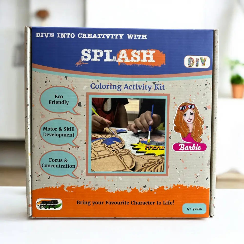 Barbie DIY Wood Painting Kit for Kids | Paint Your Own Barbie Craft Kit with Wooden Cutout & Keychains | SPLASH DIY