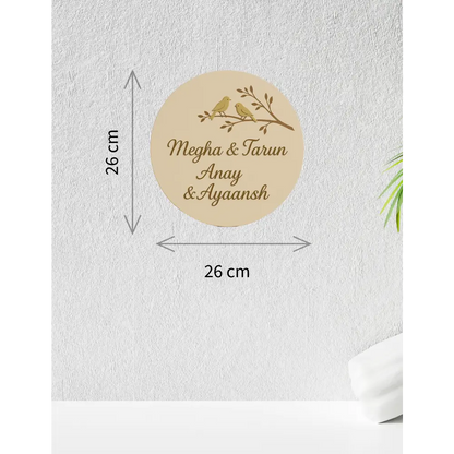 Bird on Branch Nameplate | Personalized Wooden Name Plate for Home Entrance - nameplate