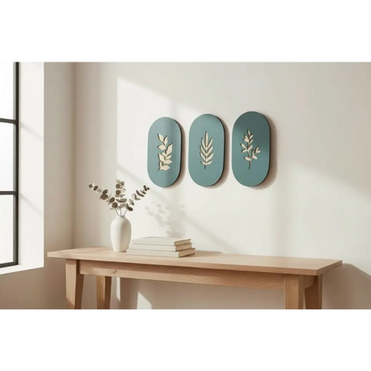 Botanic Serenity Set – Modern Wooden Wall Panels | Wall Decor - 28 cm x 15cm / MDF Wood - Wall hanging