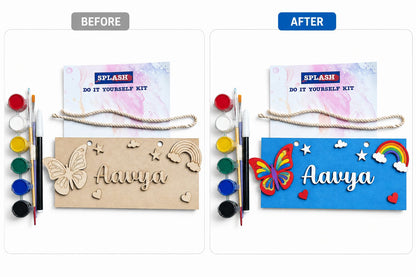 Butterfly Rainbow Nameboard DIY Kit for Kids | Personalized Paint Your Own Name Board | Birthday Return Gift I SPLASH