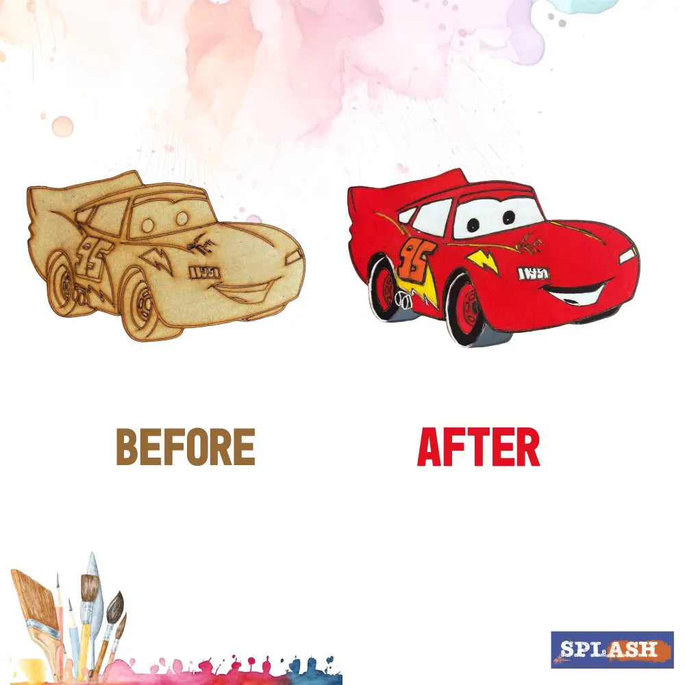 Car DIY Wood Painting Kit for Kids | Paint Your Own 8 inch Wooden Car Craft Kit | SPLASH DIY by Splash Arts