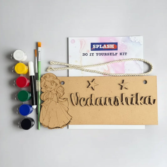 Cinderalla Nameboard DIY Kit | Personalized Paint Your Own Name Board | Birthday Return Gift I SPLASH DIY by Splash