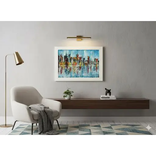 City Reflections Symphony – Textured Urban Skyline Art (Original) - paintings