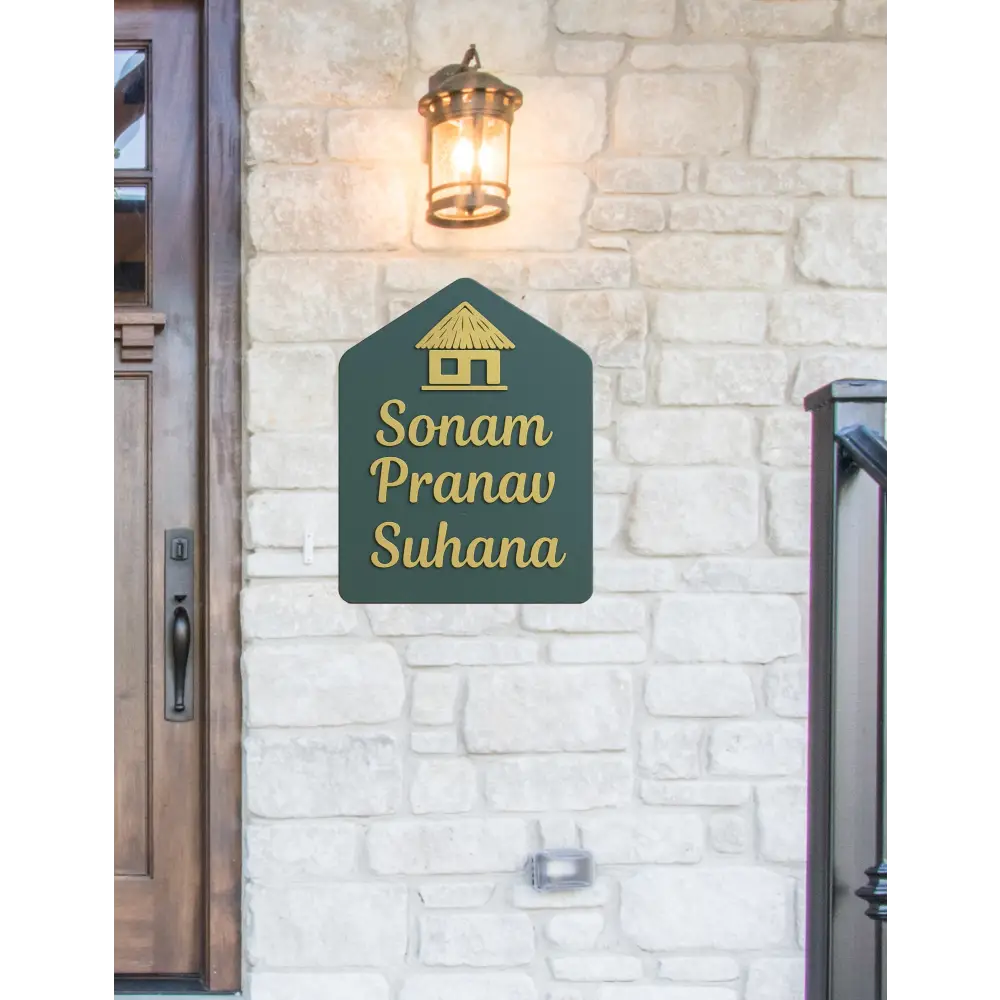 Cozy Hut Nameplate | Personalized Wooden Name Plate for Home Entrance - nameplate
