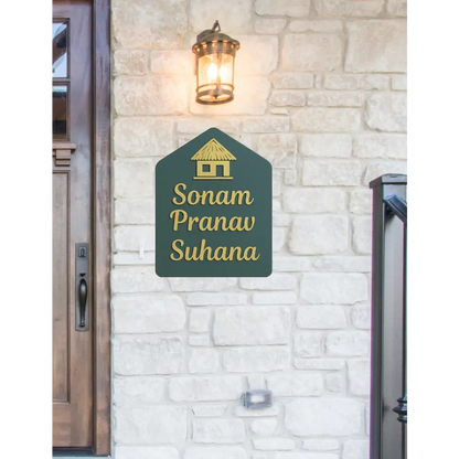 Cozy Hut Nameplate | Personalized Wooden Name Plate for Home Entrance - nameplate