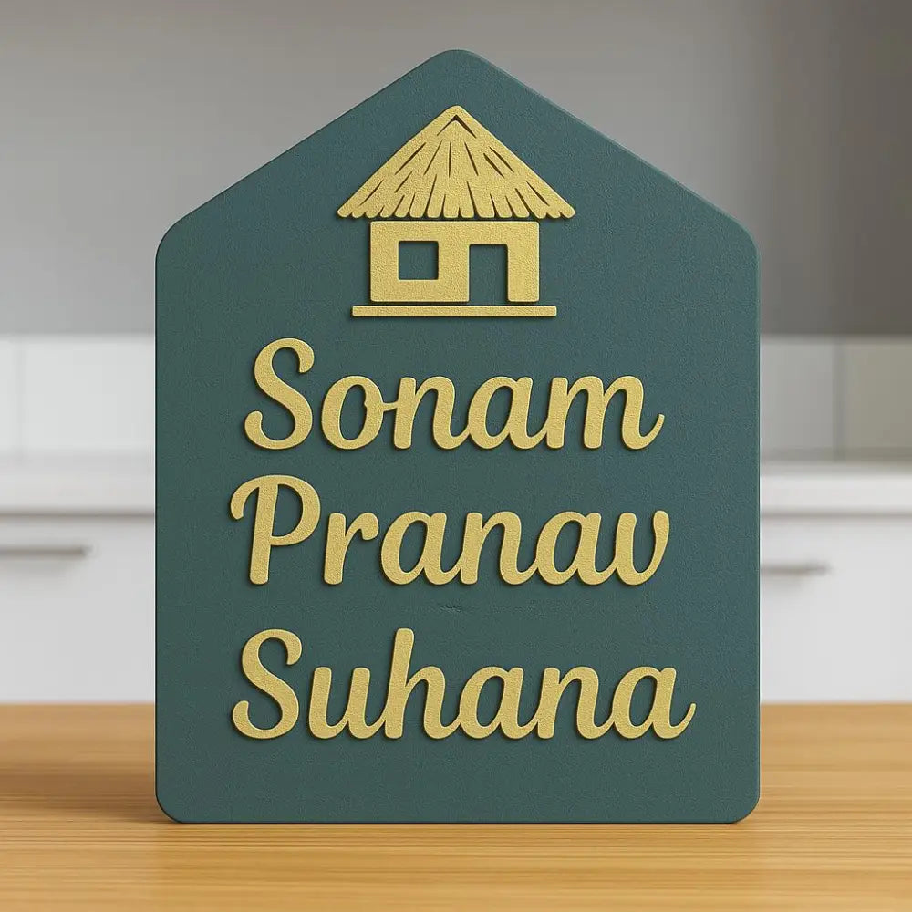 Cozy Hut Nameplate | Personalized Wooden Name Plate for Home Entrance - nameplate