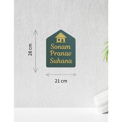 Cozy Hut Nameplate | Personalized Wooden Name Plate for Home Entrance - nameplate