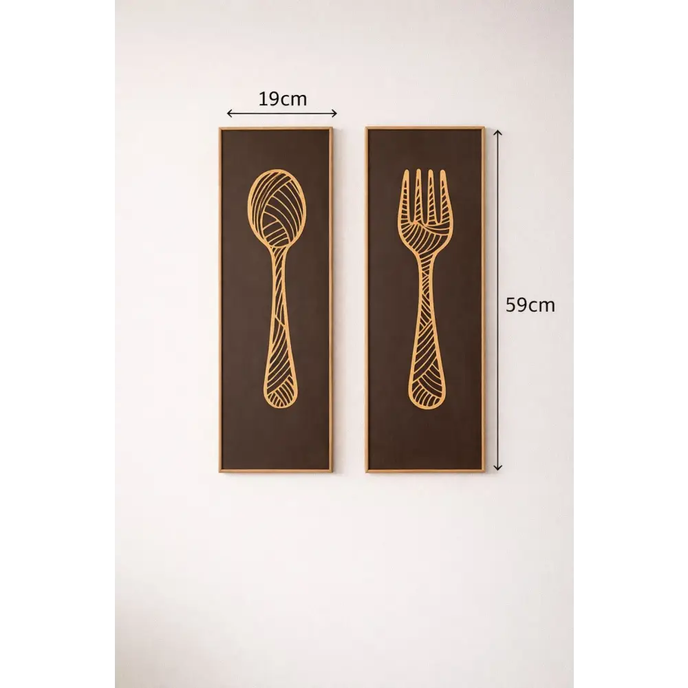 DineCraft-Handcrafted Spoon & Fork Wooden Wall Panels (Set of 2) | Wall Decor - Wall hanging