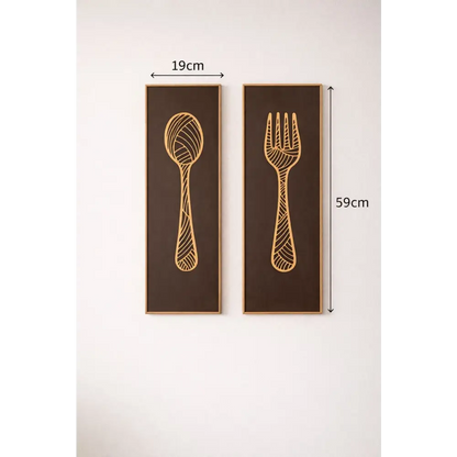 DineCraft-Handcrafted Spoon & Fork Wooden Wall Panels (Set of 2) | Wall Decor - Wall hanging