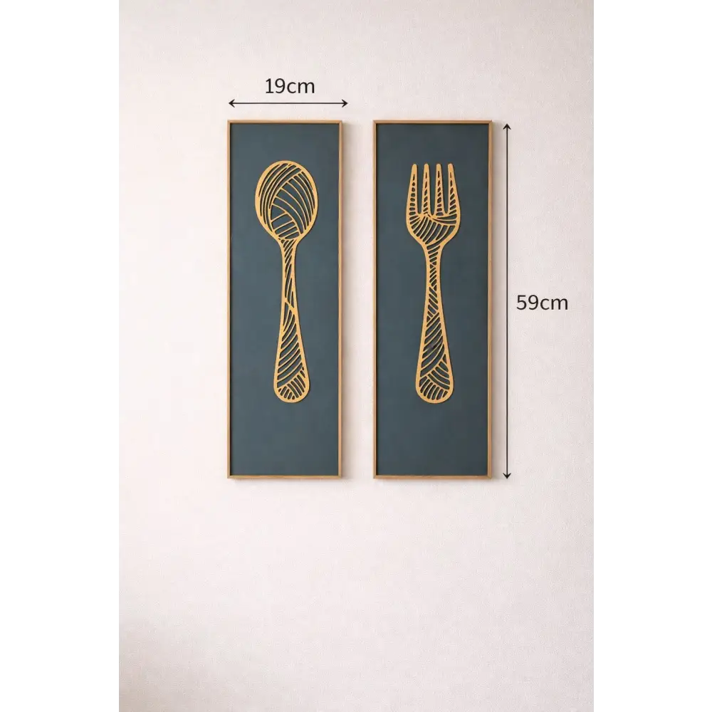 DineCraft-Handcrafted Spoon & Fork Wooden Wall Panels (Set of 2) | Wall Decor - Wall hanging
