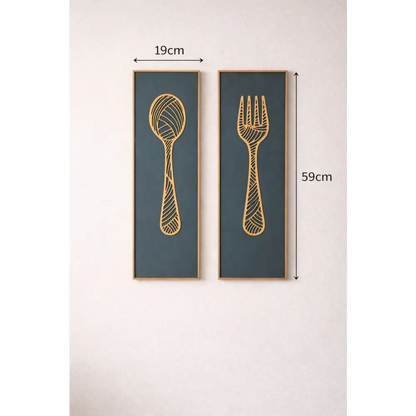 DineCraft-Handcrafted Spoon & Fork Wooden Wall Panels (Set of 2) | Wall Decor - Wall hanging