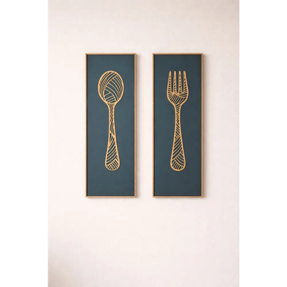 DineCraft-Handcrafted Spoon & Fork Wooden Wall Panels (Set of 2) | Wall Decor - Wall hanging