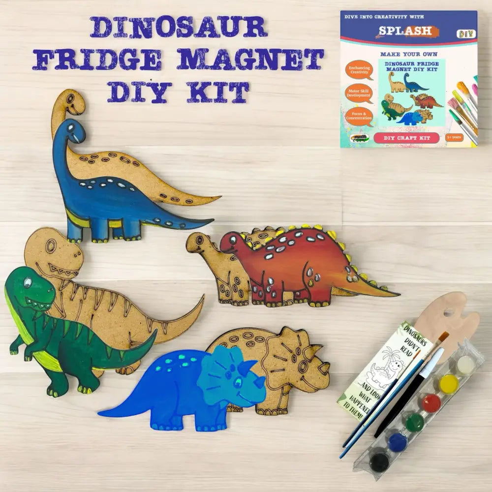 Dinosaur Fridge Magnet DIY Kit | Paint Your Own Fridge Magnet | SPLASH DIY by Splash Arts - Fridge Magnets,returngift