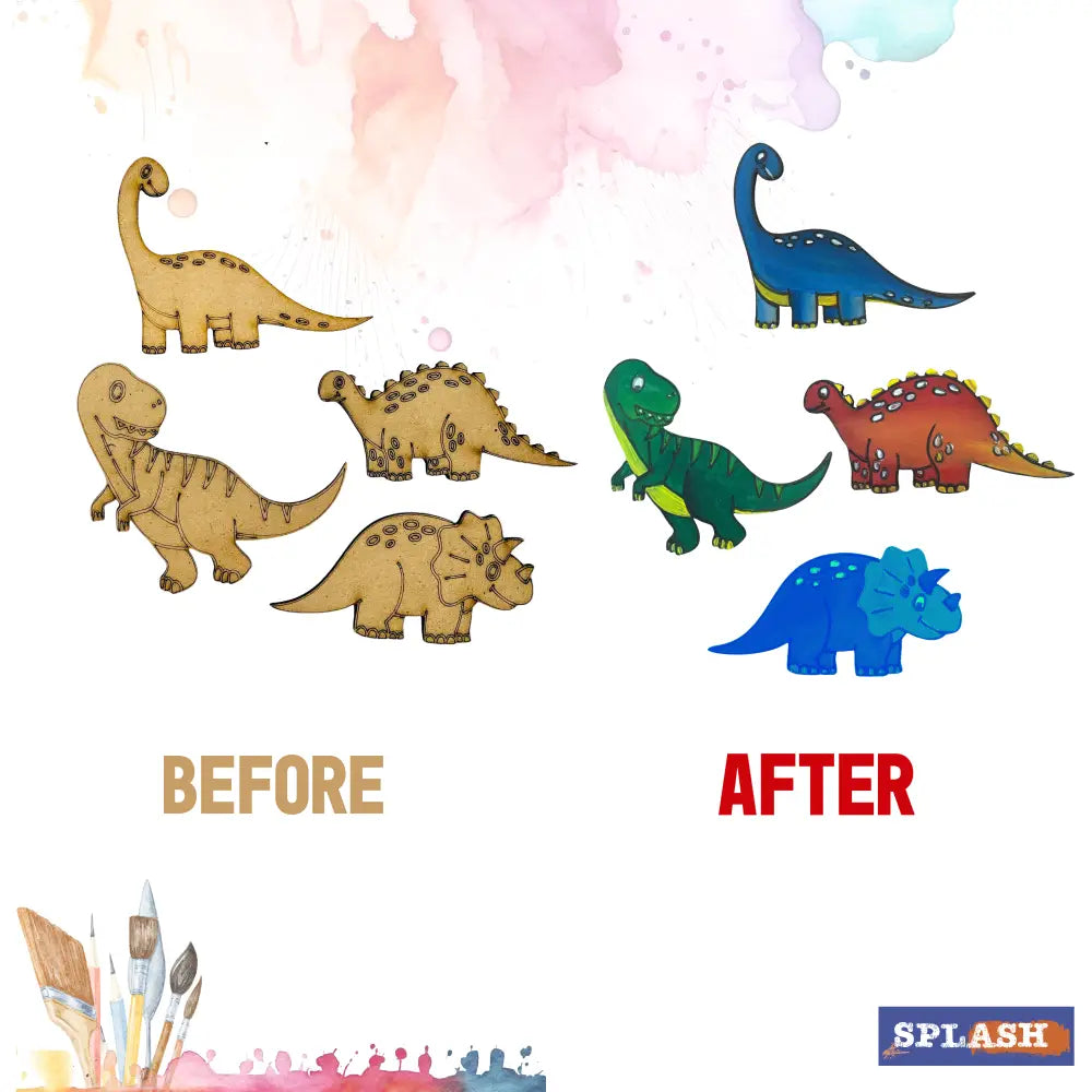 Dinosaur Fridge Magnet DIY Kit | Paint Your Own Fridge Magnet | SPLASH DIY by Splash Arts - Fridge Magnets,returngift