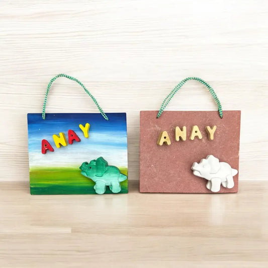 Dinosaur World Nameboard DIY Kit | Personalized Paint Your Own Name Board | Birthday Return Gift I SPLASH DIY by Splash