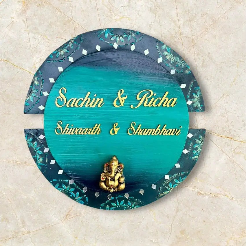 Divine Ganesha Blessing Nameplate - nameplate