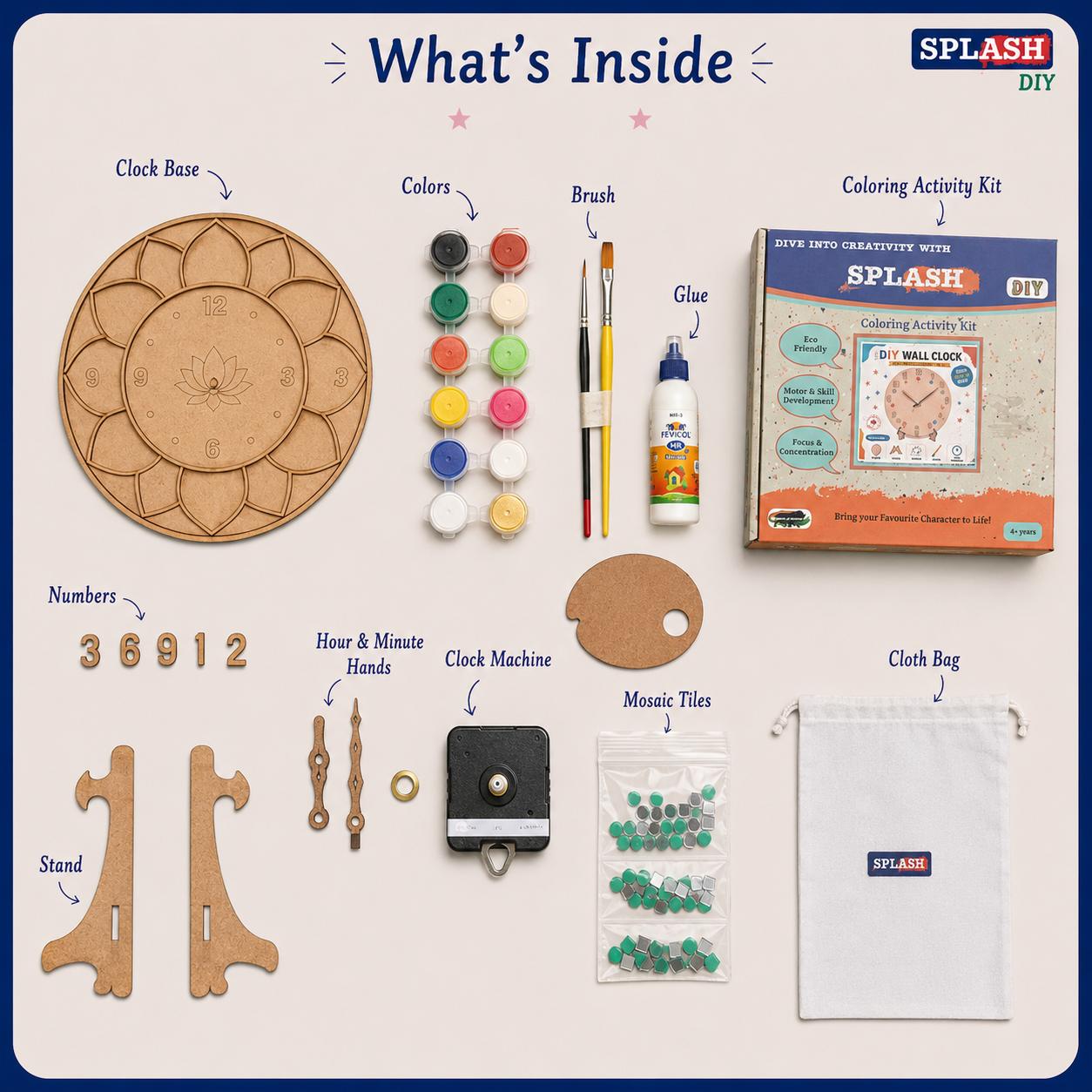 DIY Mandala Clock Kit | Paint Your Own Wooden Clock | SPLASH DIY by Splash Arts