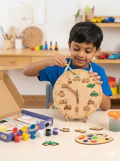 DIY Transport Clock Kit for Kids | Paint Your Own Wooden Clock | SPLASH DIY by Splash Arts