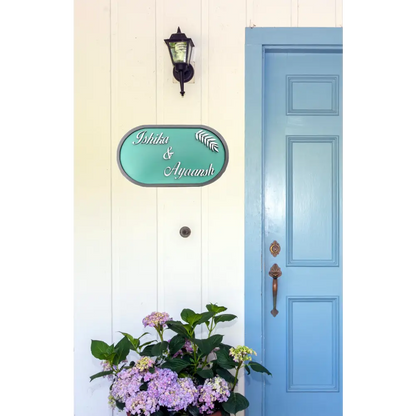 Elegance Edge Nameplate | Handcrafted Personalized Wooden Nameplate for Home Entrance - nameplate
