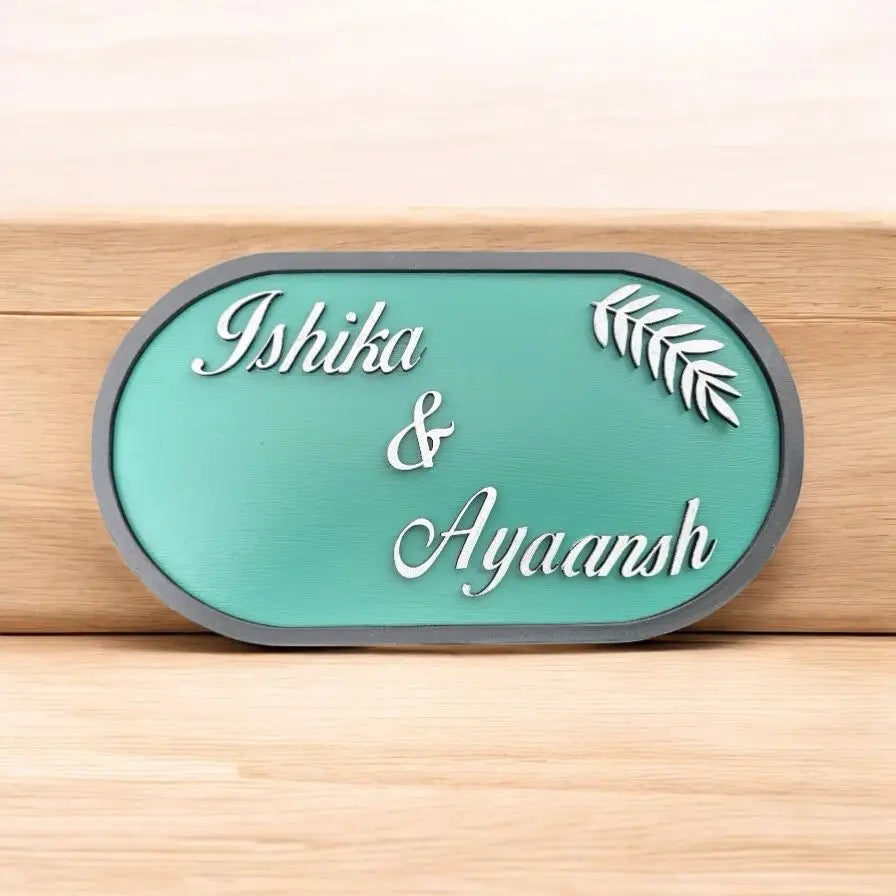 Elegance Edge Nameplate | Handcrafted Personalized Wooden Nameplate for Home Entrance - nameplate