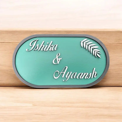 Elegance Edge Nameplate | Handcrafted Personalized Wooden Nameplate for Home Entrance - nameplate