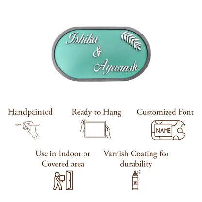 Elegance Edge Nameplate | Handcrafted Personalized Wooden Nameplate for Home Entrance - nameplate