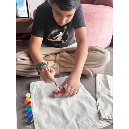 Elephant & Flower Block Painting DIY Kit | Paint Your Own Tote Bag | SPLASH DIY by Splash Arts - indianart