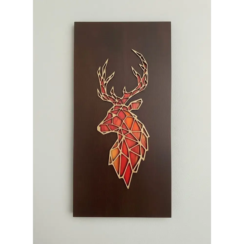 Eternal Glow Deer Wall Hanging | Wall Decor - Brown / 56 cm x 30 cm / MDF Wood - Wall hanging