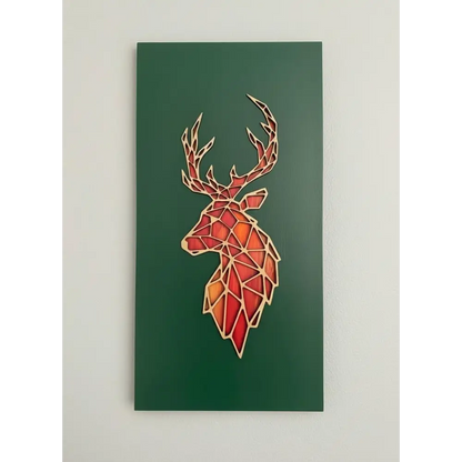 Eternal Glow Deer Wall Hanging | Wall Decor - Green / 56 cm x 30 cm / MDF Wood - Wall hanging