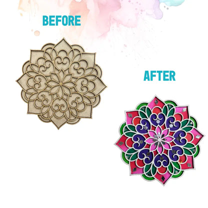 Festive Blossom Double Layerd Rangoli Design DIY kit - 9inch I SPLASH DIY Kit - Festival