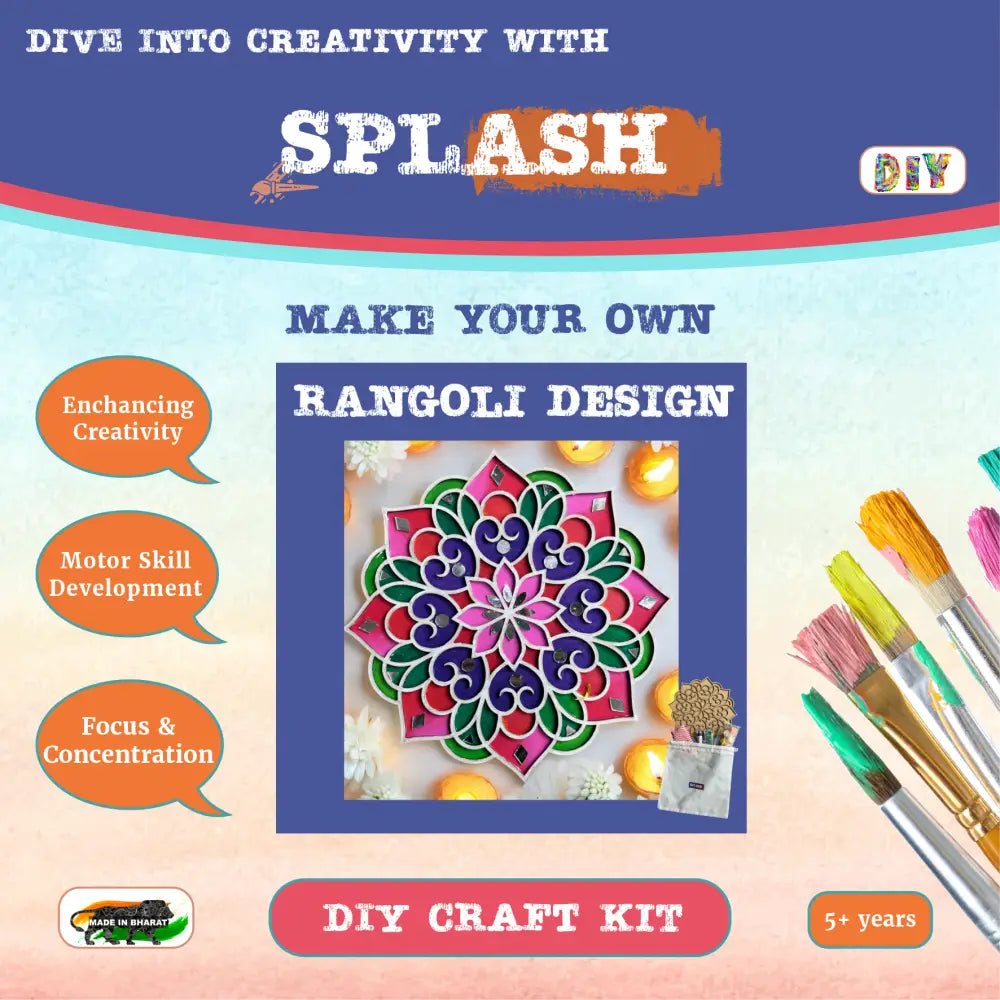 Festive Blossom Double Layerd Rangoli Design DIY kit - 9inch I SPLASH DIY Kit - Festival