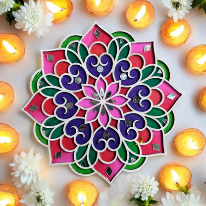 Festive Blossom Double Layerd Rangoli Design DIY kit - 9inch I SPLASH DIY Kit - Festival