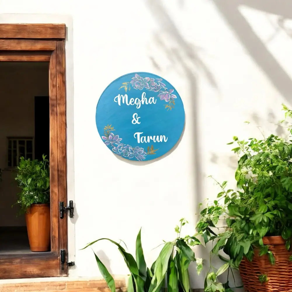 Floral Blue Nameplate - nameplate