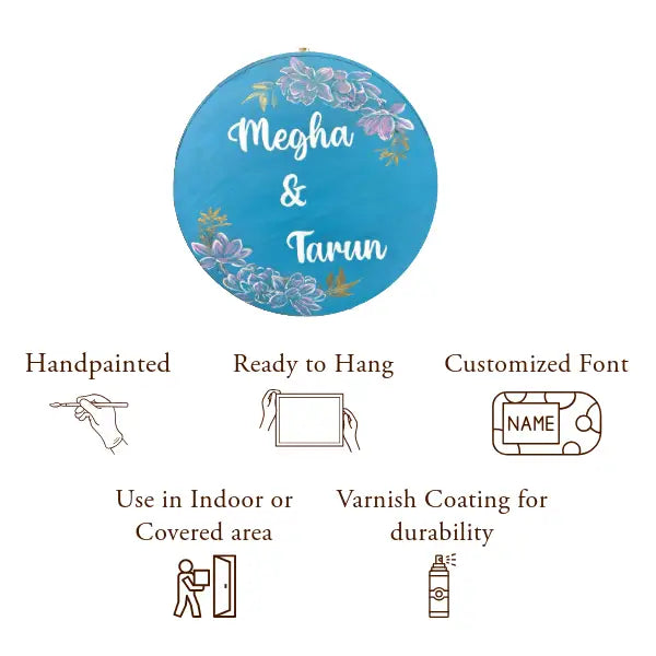 Floral Blue Nameplate - nameplate