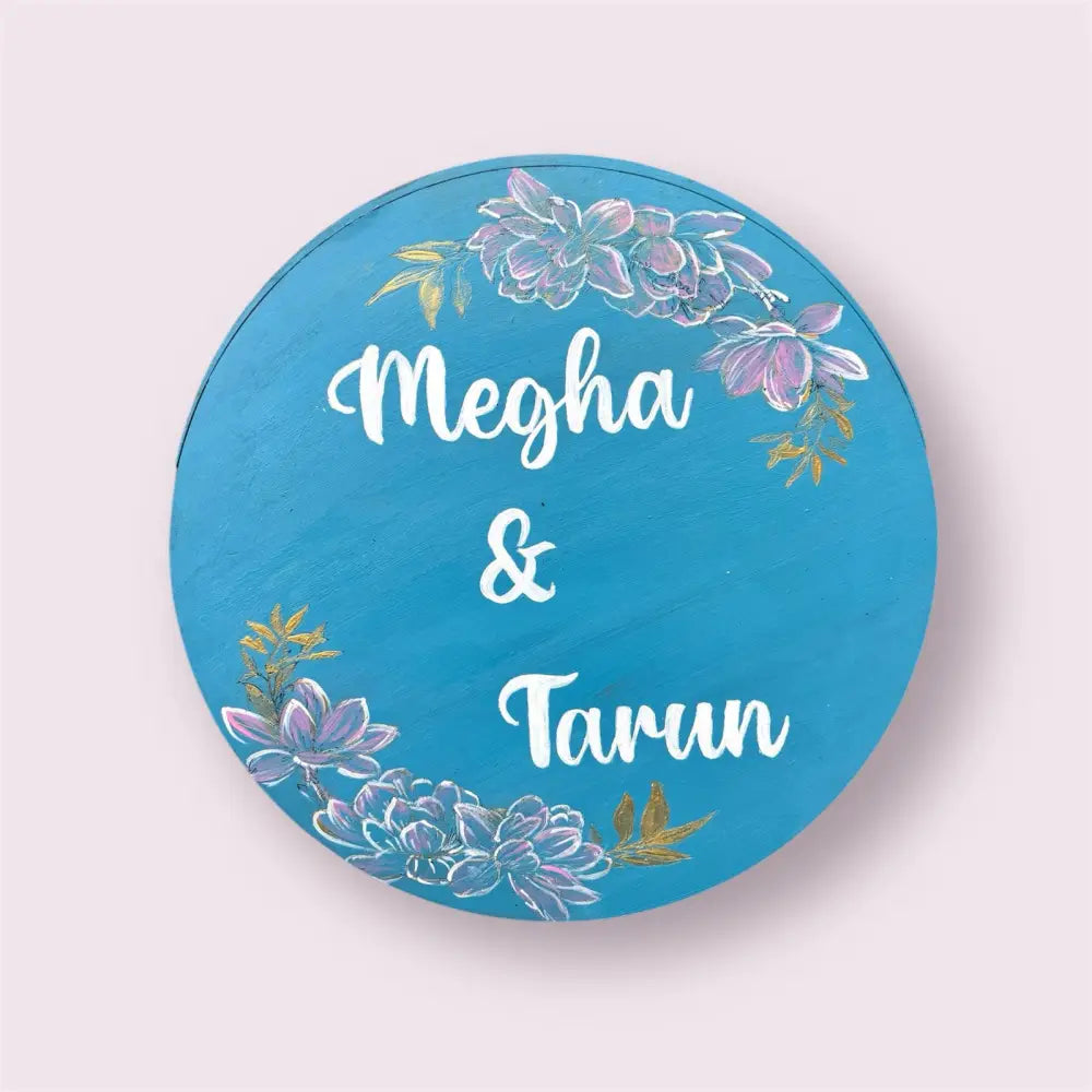 Floral Blue Nameplate - nameplate