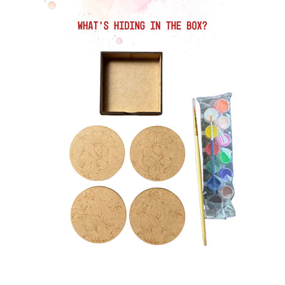 Floral Coaster DIY Kit for Kids & Adults | Paint Your Own Wooden Coasters | SPLASH DIY by Splash Arts - coaster