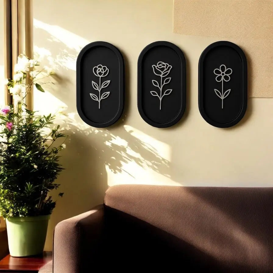 Floral Frames -Set of 3 Wall Hanging | Wall Decor - Wall hanging