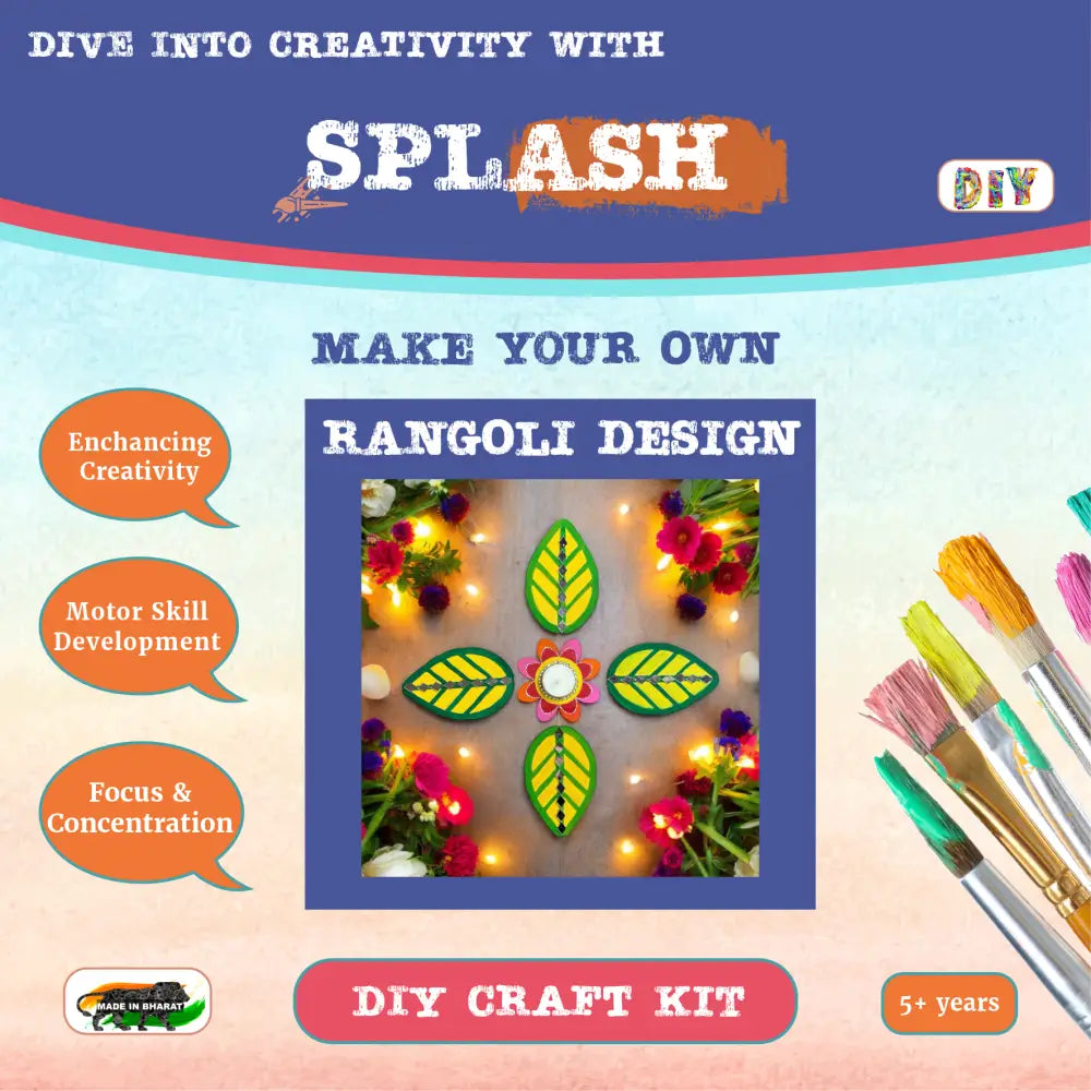 Floral Tea Light and Leaf Rangoli Design DIY Kit I SPLASH DIY by Splash Arts - Festival