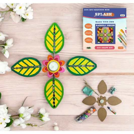 Floral Tea Light and Leaf Rangoli Design DIY Kit I SPLASH DIY by Splash Arts - Festival