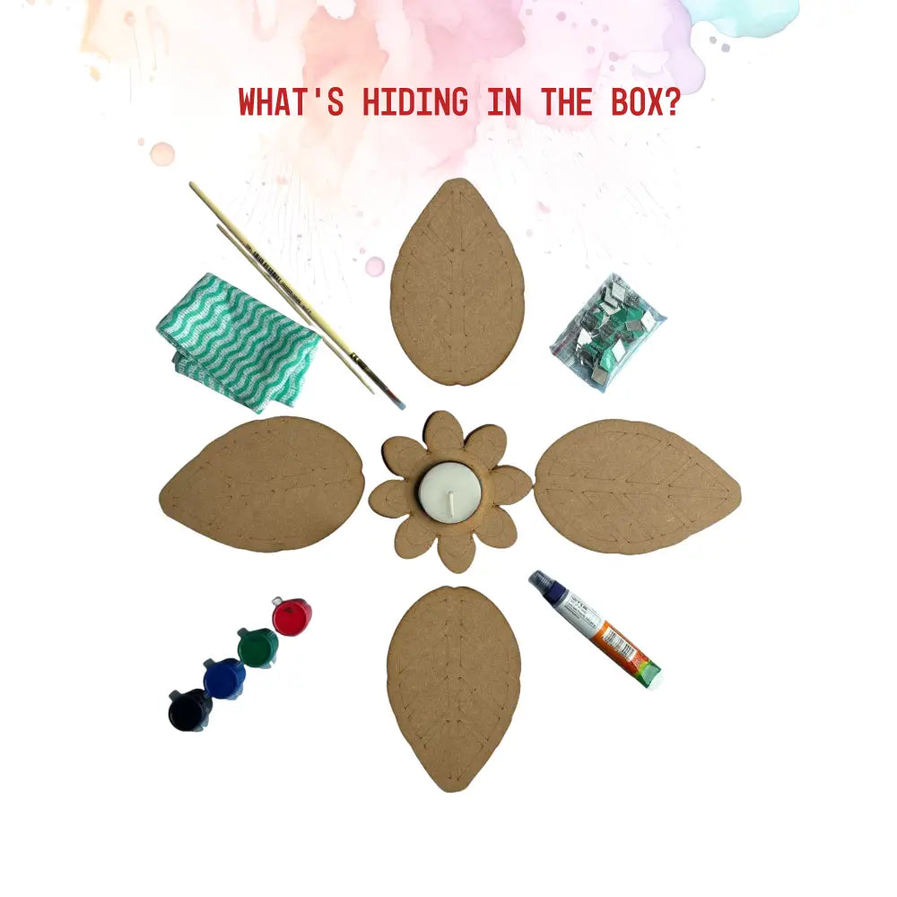 Floral Tea Light and Leaf Rangoli Design DIY Kit I SPLASH DIY by Splash Arts - Festival