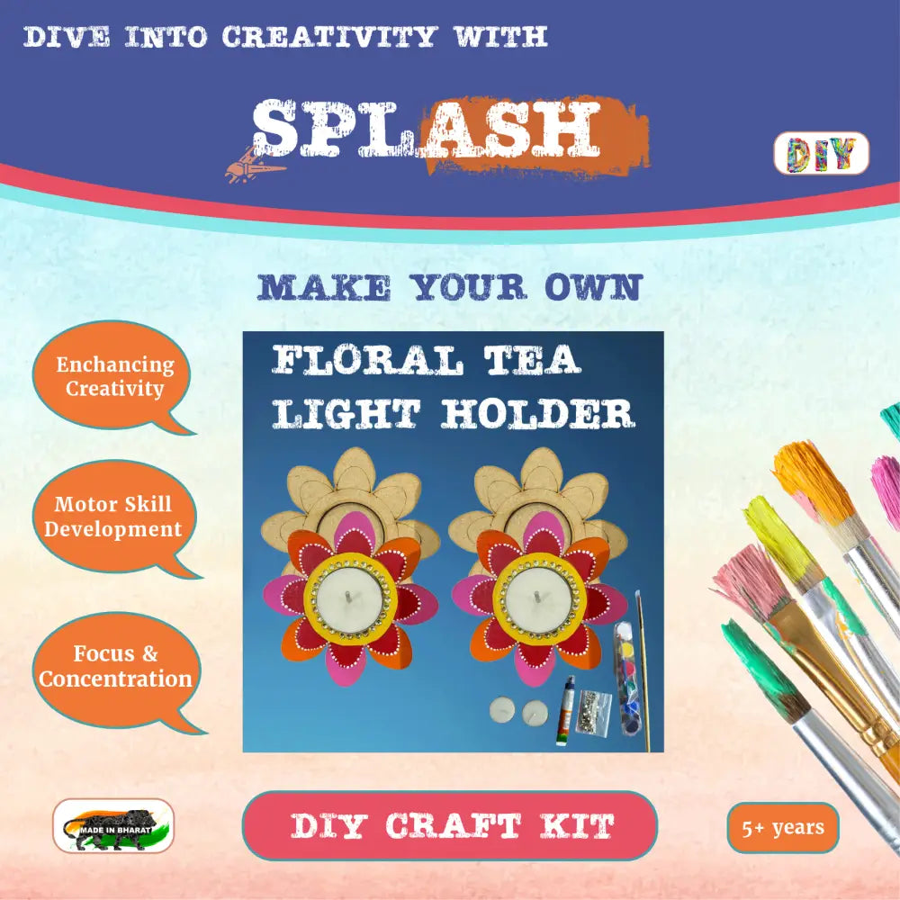 Floral Tea Light Candle Holder DIY Kit | SPLASH DIY by Splash Arts - Festival