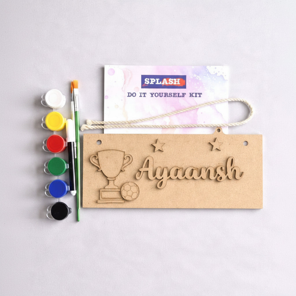 Football Nameboard DIY Kit | Personalized Paint Your Own Name Board | Birthday Return Gift I SPLASH DIY by Splash Arts