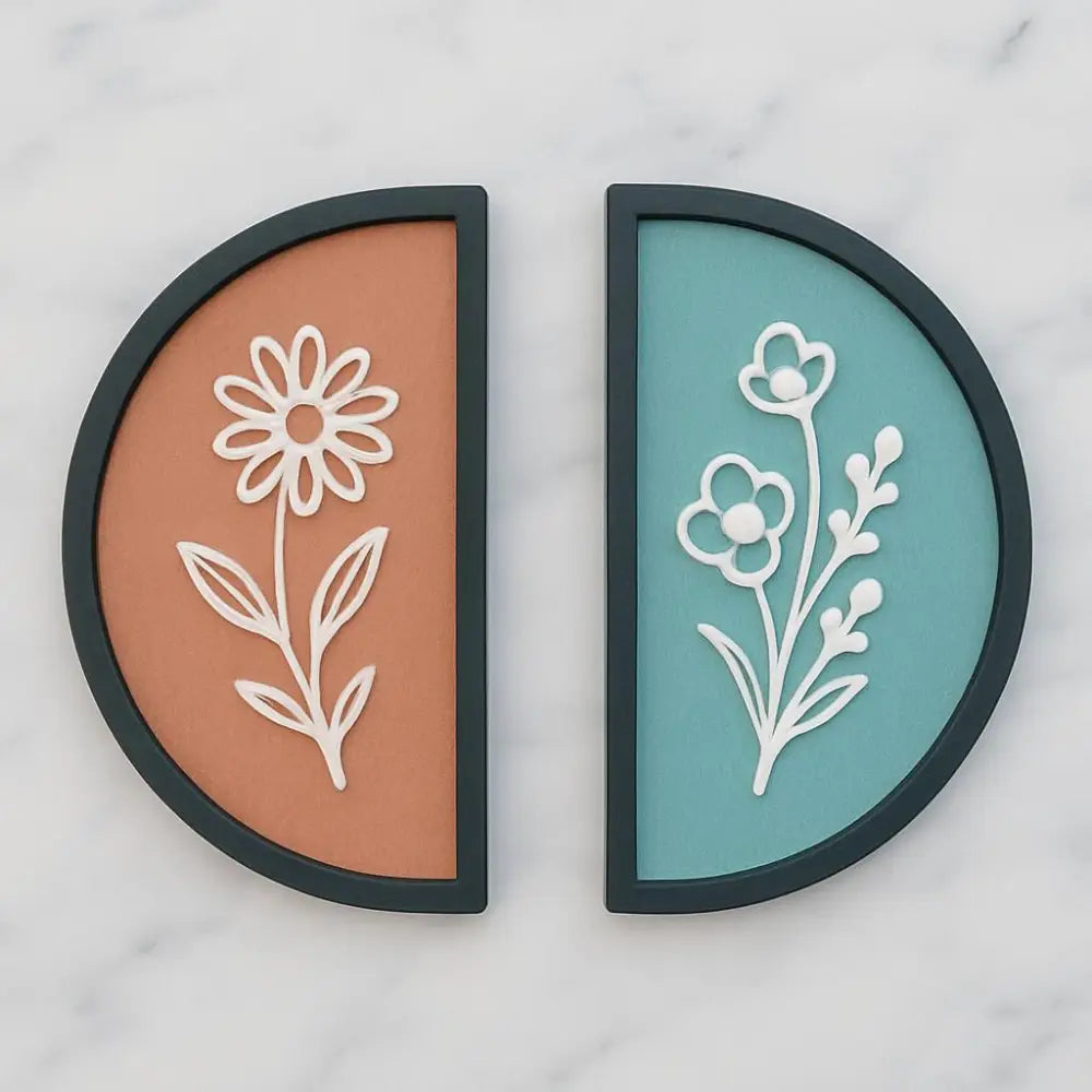 Forals in Semi Circle -Set of 2 | Wall Decor - Wall hanging