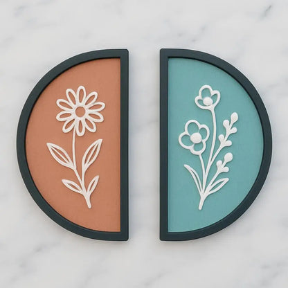 Forals in Semi Circle -Set of 2 | Wall Decor - Wall hanging