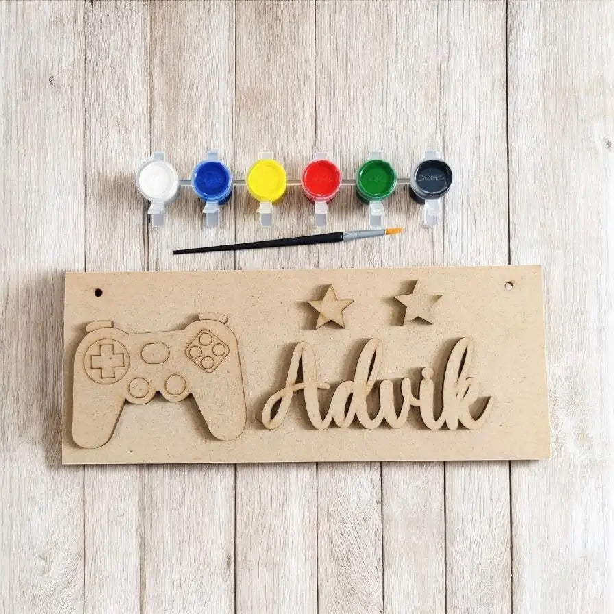Gaming Controller Nameboard DIY Kit for Kids | Personalized Paint Your Own Name Board | Birthday Return Gift I SPLASH