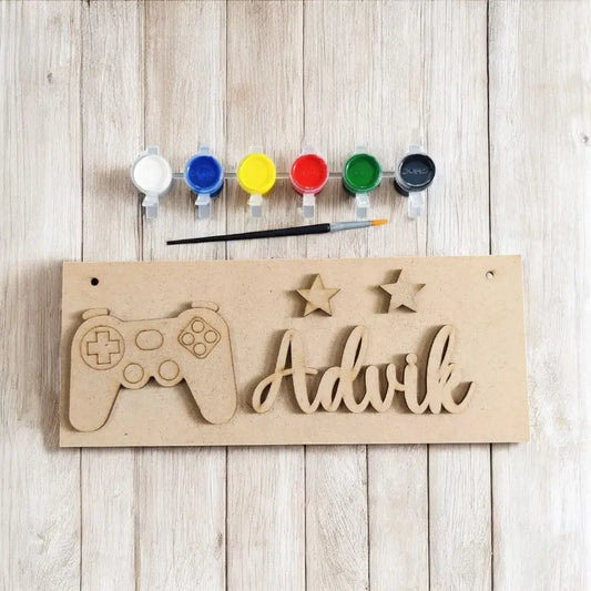 Gaming Controller Nameboard DIY Kit for Kids | Personalized Paint Your Own Name Board | Birthday Return Gift I SPLASH