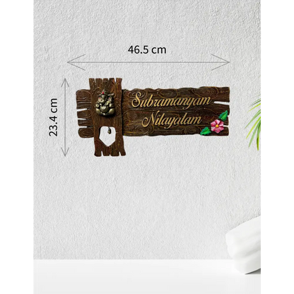 Ganesha Wooden Effect Nameplate - nameplate