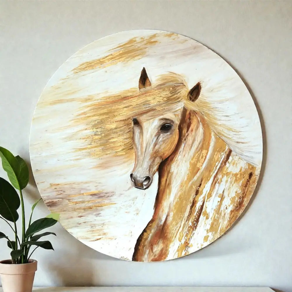 Golden Grace – The Majestic Horse(Original) - paintings