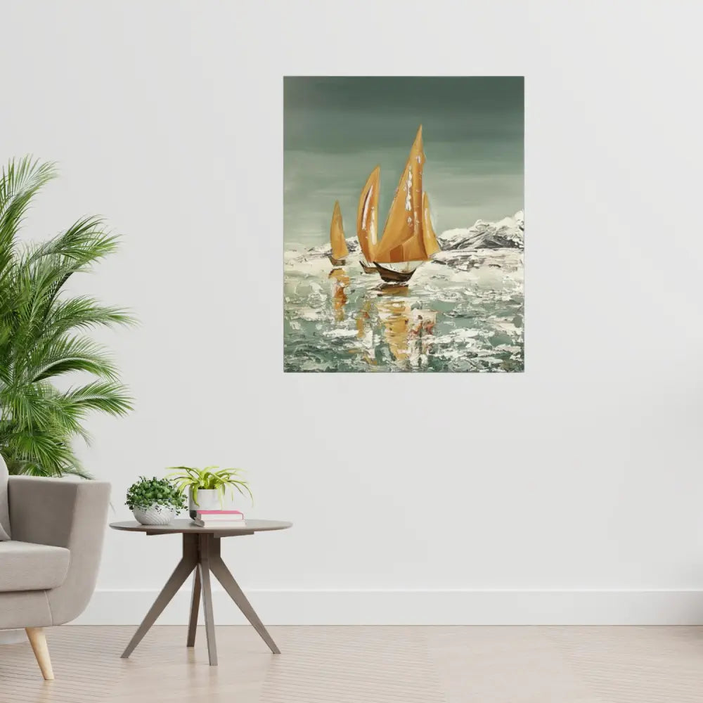 Golden Voyage – Sailing Into Calm(Original) - paintings