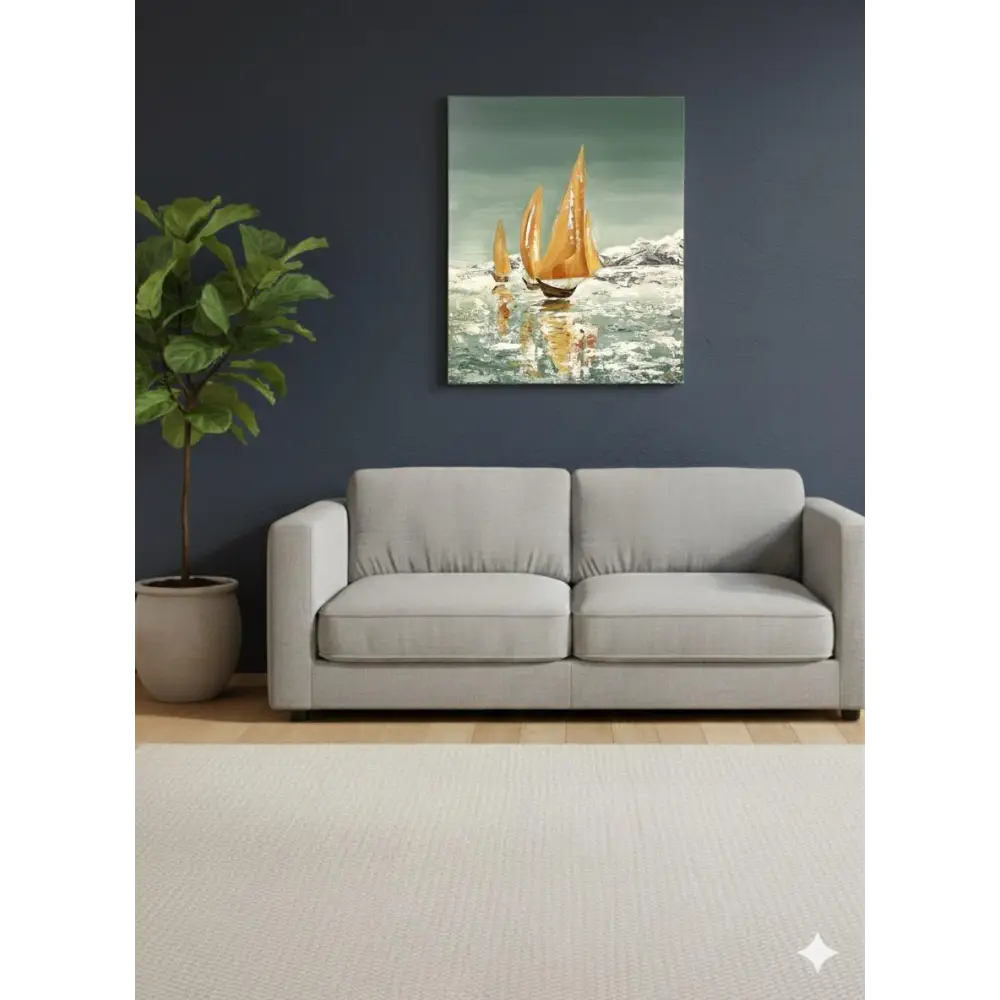 Golden Voyage – Sailing Into Calm(Original) - paintings